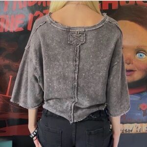 Free People Grey Cropped Sweater Tee